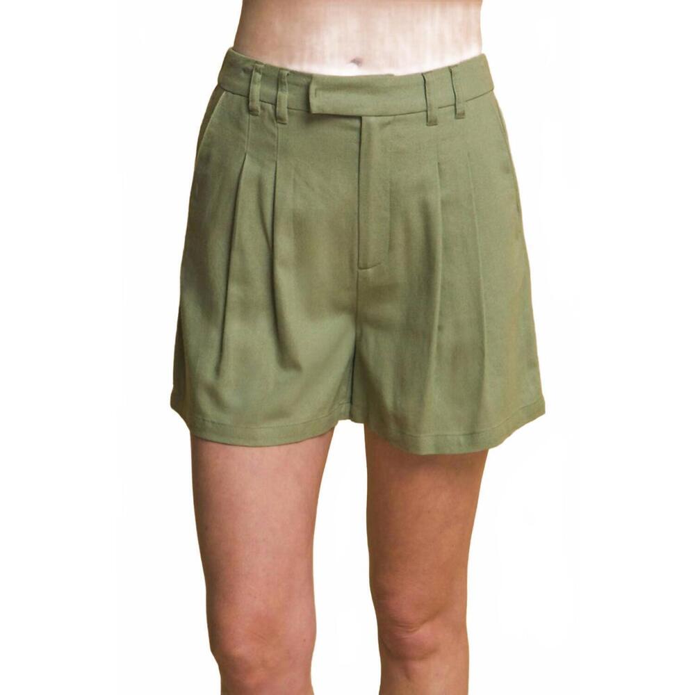 NEW SAGE & CLARE ella linen shorts in hunter green